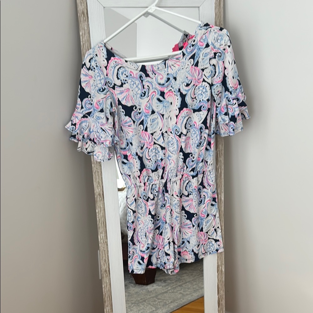 Lilly Pulitzer Navy and Pink Paisley Romper